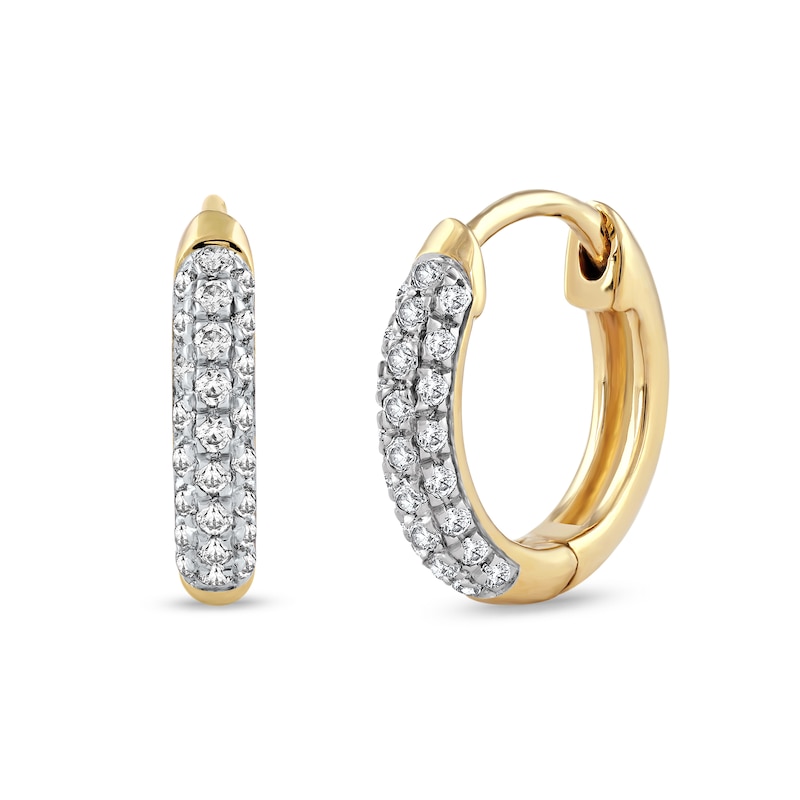 Main Image 1 of 1/6 CT. T.W. Diamond Triple Row Hoop Earrings in 10K Gold