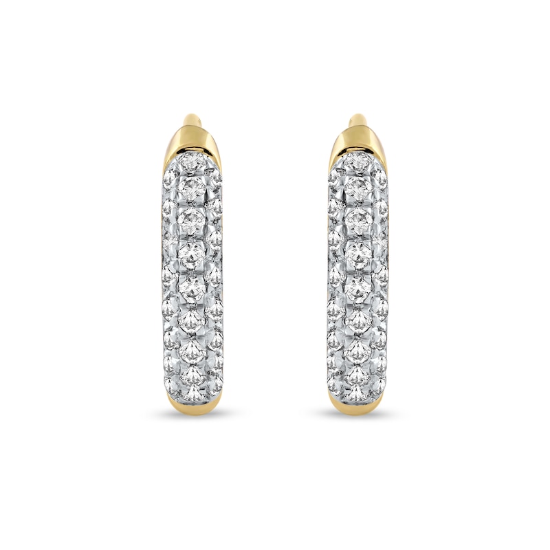 Main Image 3 of 1/6 CT. T.W. Diamond Triple Row Hoop Earrings in 10K Gold