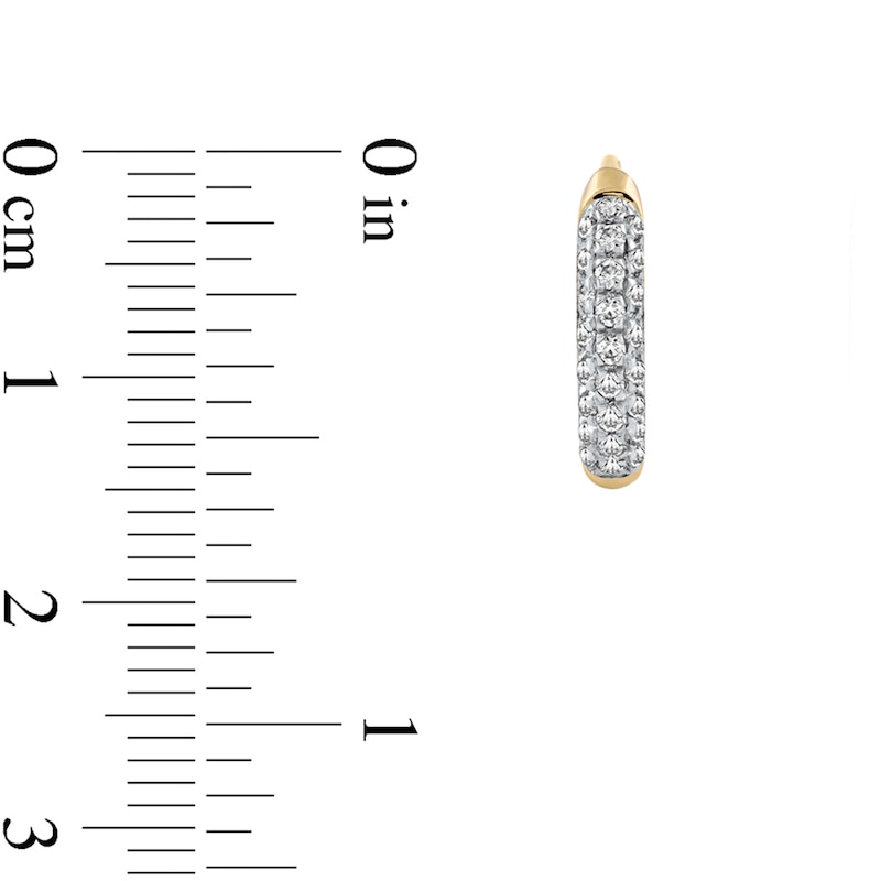 Main Image 4 of 1/6 CT. T.W. Diamond Triple Row Hoop Earrings in 10K Gold