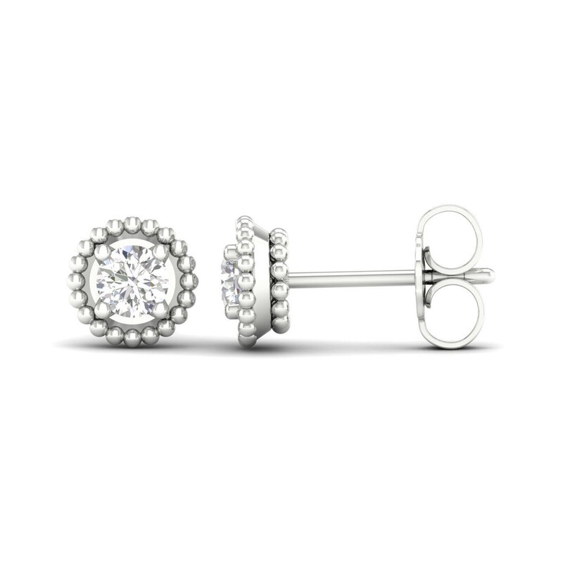 1/3 CT. T.W. Diamond Solitaire Bead Frame Stud Earrings in 10K White Gold