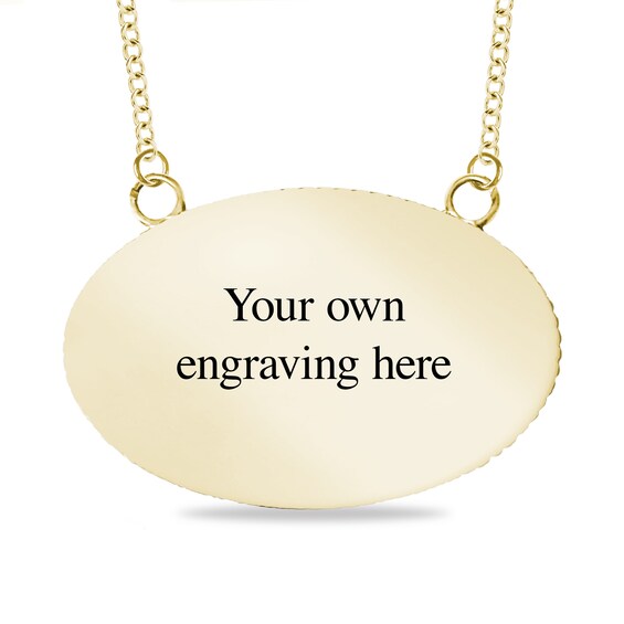 Engravable Photo Rope Edge Oval Necklace in 10K White, Yellow or Rose Gold (1 Image and 2 Lines)
