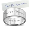 Thumbnail Image 1 of 8.0mm Engravable Your Own Handwriting Ring in Sterling Silver (1 Image and 1 Line)