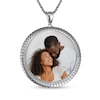 Thumbnail Image 0 of Engravable Photo Cuban Chain Frame Circle Pendant in Sterling Silver (1 Image and 4 Lines) - 22"