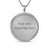 Thumbnail Image 2 of Engravable Photo Cuban Chain Frame Circle Pendant in Sterling Silver (1 Image and 4 Lines) - 22"