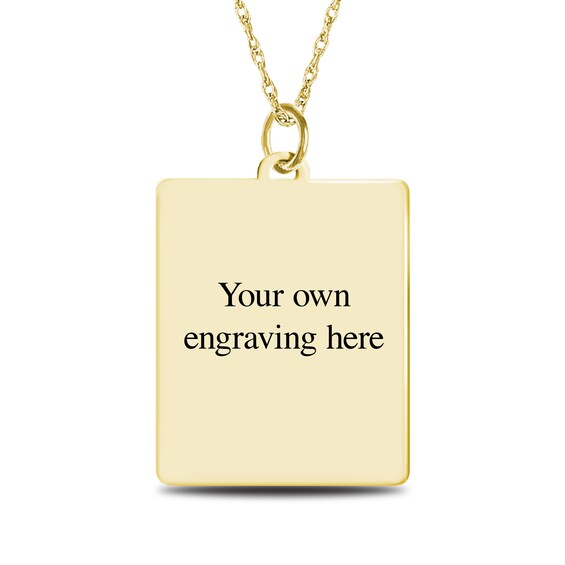 Engravable Photo Diamond-Cut Edge Rectangular Pendant in 14K White, Yellow or Rose Gold (1 Image and 3 Lines)