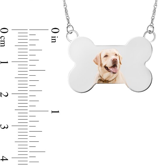 Engravable Photo Dog Bone Necklace in Sterling Silver (1 Image and 1 Line)