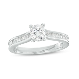 1 CT. T.W. Certified Diamond Engagement Ring in 14K White Gold (I/I1)