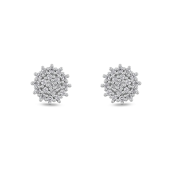 1/8 CT. T.w. Diamond Flower Stud Earrings in 10K White Gold