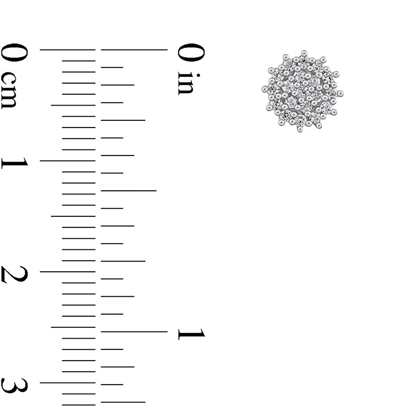 Main Image 3 of 1/8 CT. T.W. Diamond Flower Stud Earrings in 10K White Gold