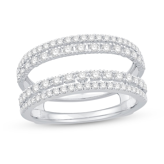 3/4 CT. T.w. Diamond Double Row Solitaire Enhancer in 14K White Gold