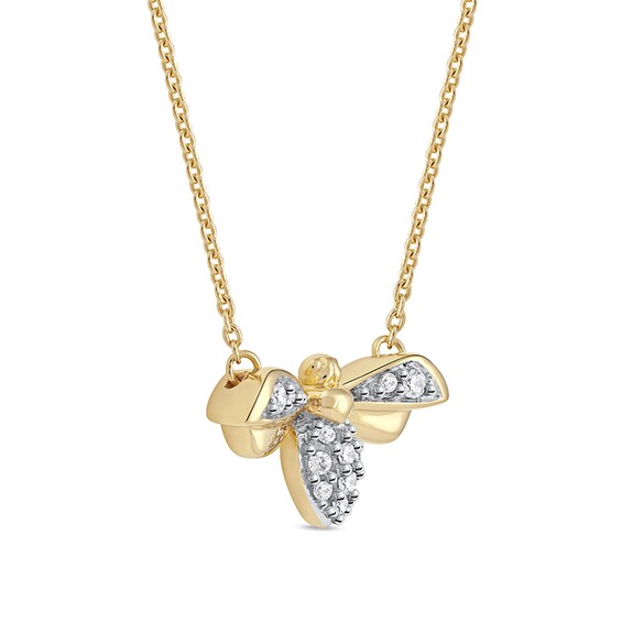 1/15 CT. T.w. Diamond Bumblebee Necklace in Sterling Silver with 14K Gold Plate