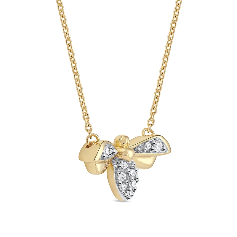 Main Image 2 of 1/15 CT. T.W. Diamond Bumblebee Necklace in Sterling Silver with 14K Gold Plate