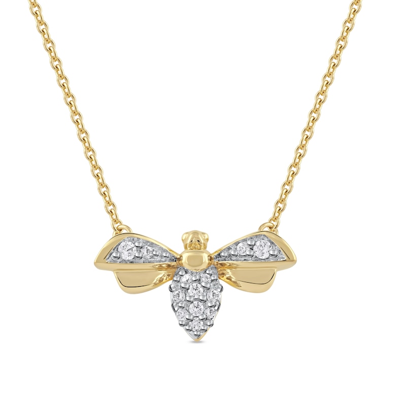 Main Image 1 of 1/15 CT. T.W. Diamond Bumblebee Necklace in Sterling Silver with 14K Gold Plate