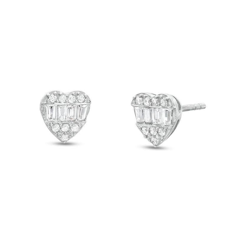 Main Image 1 of 1/4 CT. T.W. Heart-Shaped Multi-Diamond Stud Earrings in 10K White Gold