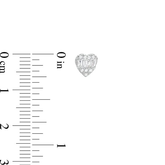1/4 CT. T.w. Heart-Shaped Multi-Diamond Stud Earrings in 10K White Gold