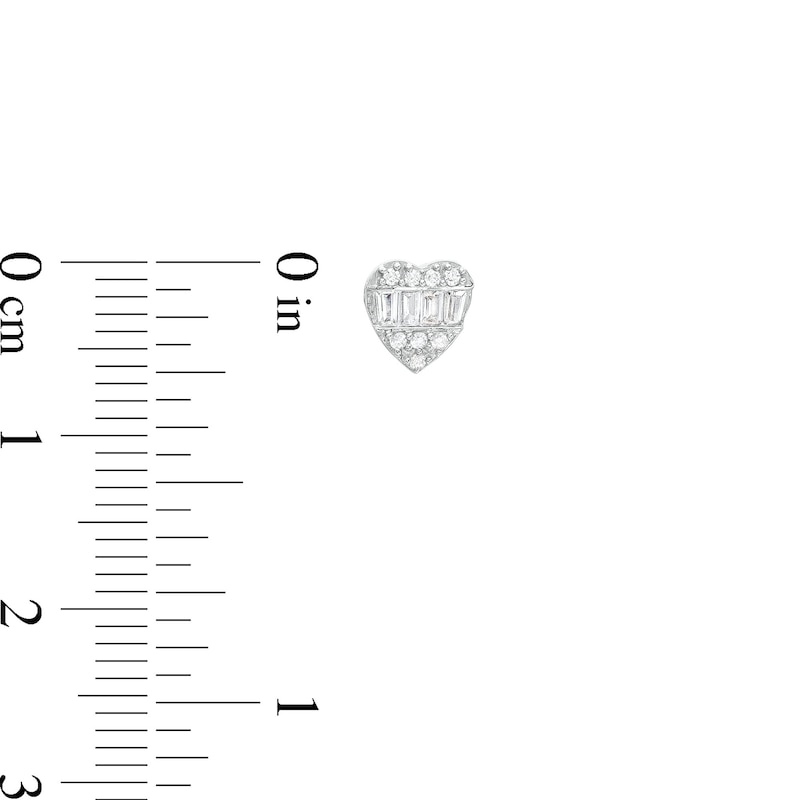 Main Image 3 of 1/4 CT. T.W. Heart-Shaped Multi-Diamond Stud Earrings in 10K White Gold