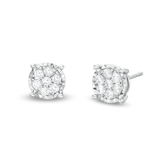 1/2 CT. T.w. Multi-Diamond Stud Earrings in 10K White Gold