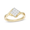 Thumbnail Image 1 of 1/2 CT. T.W. Princess-Cut Multi-Diamond Bypass Twist Shank Ring in 10K Gold