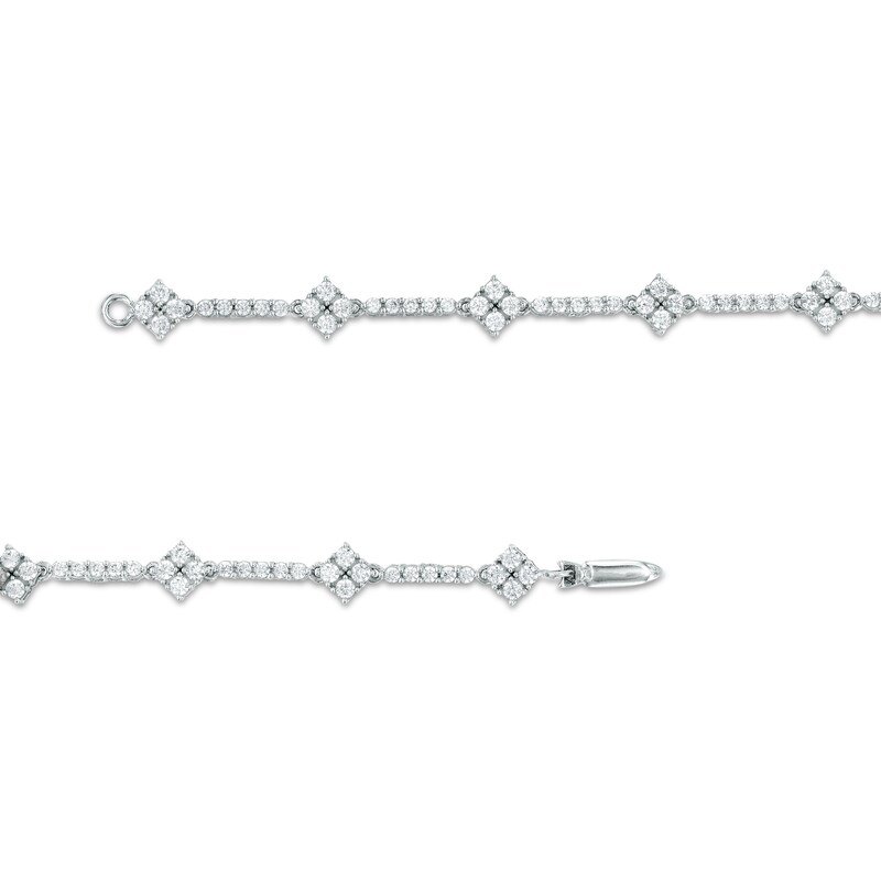 Main Image 3 of 2 CT. T.W. Diamond Alternating Line Bracelet in 10K White Gold – 7.25"