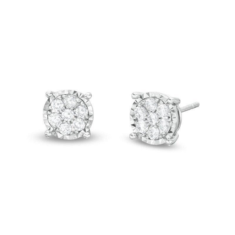 Main Image 1 of 1/4 CT. T.W. Multi-Diamond Stud Earrings in 10K White Gold