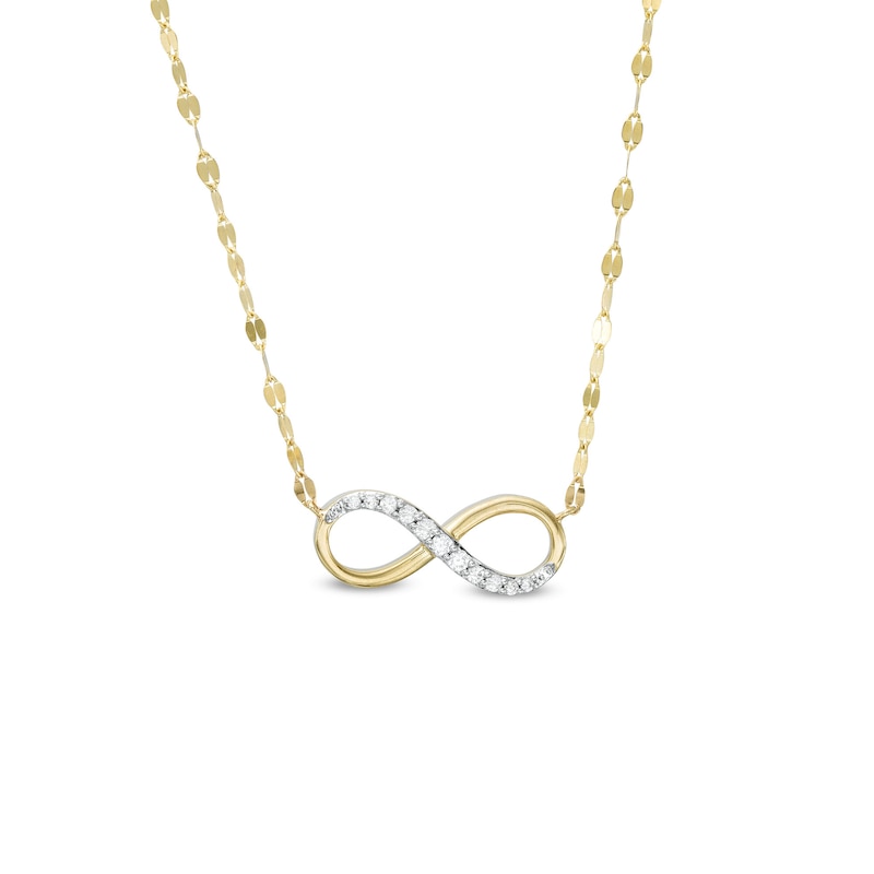 Main Image 1 of 1/6 CT. T.W. Diamond Infinity Loop Necklace in 10K Gold