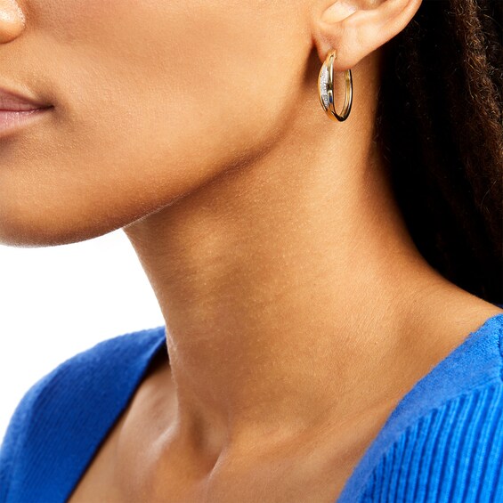 1/ CT. T.w. Diamond Bypass Hoop Earrings in 10K Gold