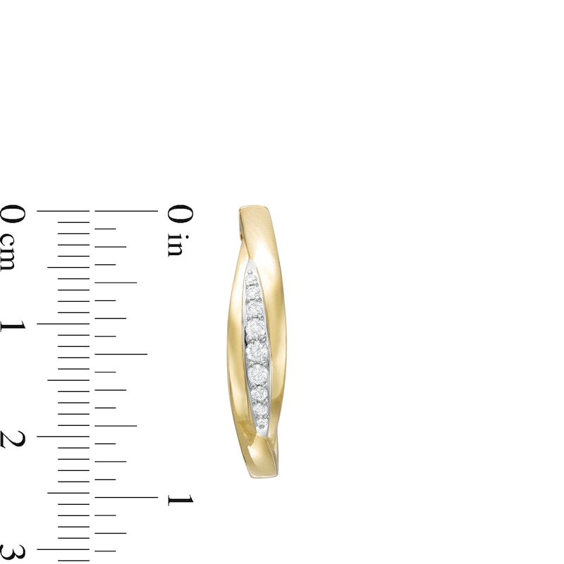 Main Image 3 of 1/4 CT. T.W. Diamond Bypass Hoop Earrings in 10K Gold