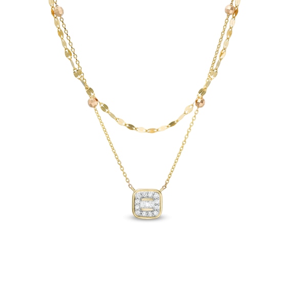 1/6 CT. T.w. Cushion-Shaped Multi-Diamond Frame Double Strand Necklace in 10K Gold - 16.5"