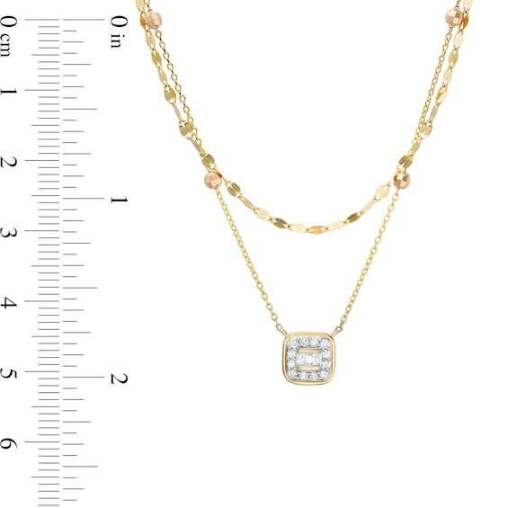 1/6 CT. T.w. Cushion-Shaped Multi-Diamond Frame Double Strand Necklace in 10K Gold - 16.5"