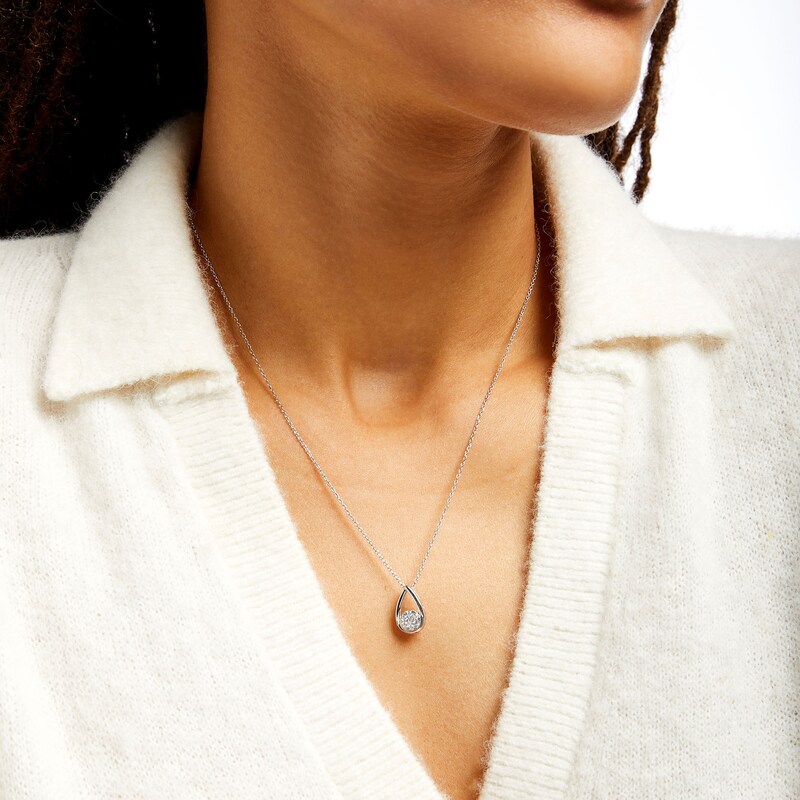 Main Image 2 of 1/5 CT. T.W. Multi-Diamond Pear-Shaped Outline Pendant in 10K Gold
