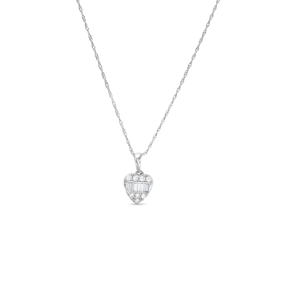 1/4 CT. T.w. Heart-Shaped Multi-Diamond Pendant in 10K White Gold