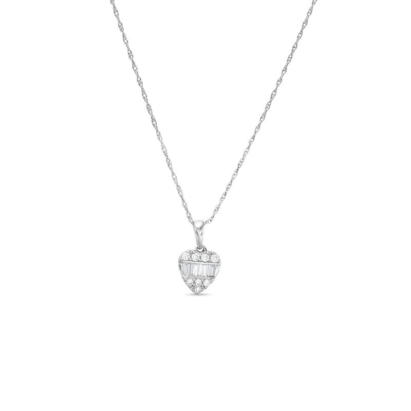 Main Image 1 of 1/4 CT. T.W. Heart-Shaped Multi-Diamond Pendant in 10K White Gold