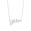 Thumbnail Image 2 of 1/20 CT. T.W. Diamond "Love" Cursive Curly Script Necklace in Sterling Silver