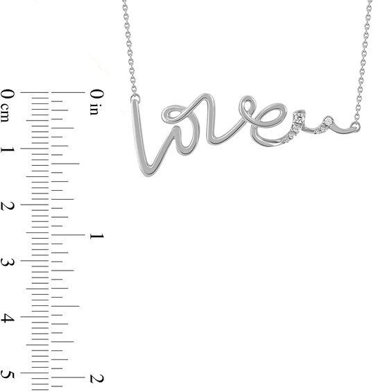 1/20 CT. T.w. Diamond "Love" Cursive Curly Script Necklace in Sterling Silver