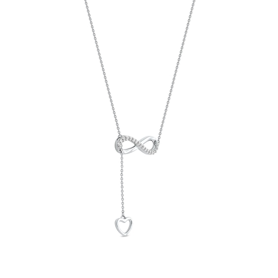 1/8 CT. T.w. Diamond Infinity Heart Lariat-Style Necklace in Sterling Silver - 19"
