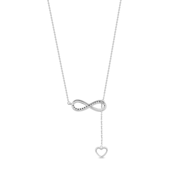 1/8 CT. T.w. Diamond Infinity Heart Lariat-Style Necklace in Sterling Silver - 19"