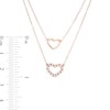 Thumbnail Image 3 of 1/5 CT. T.W. Diamond Double Strand Heart Outline Necklace in 10K Rose Gold – 19.25"