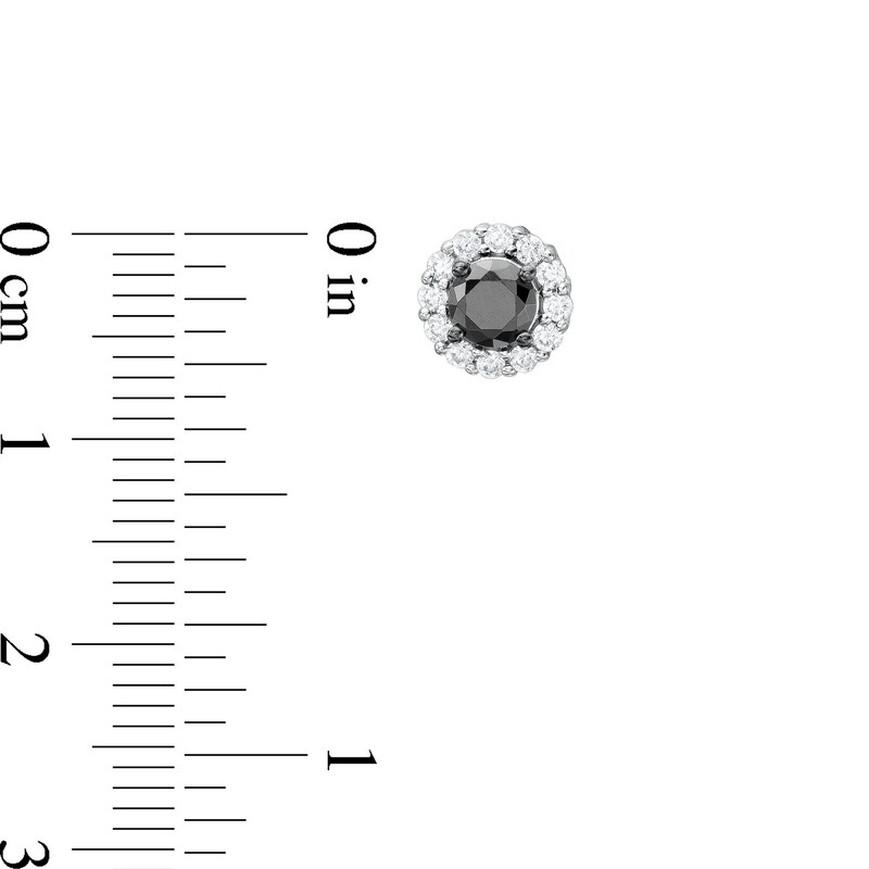 Main Image 3 of 1 CT. T.W. Black and White Diamond Frame Stud Earrings in 10K White Gold