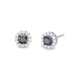 1/4 CT. T.W. Black and White Diamond Frame Stud Earrings in 10K White Gold