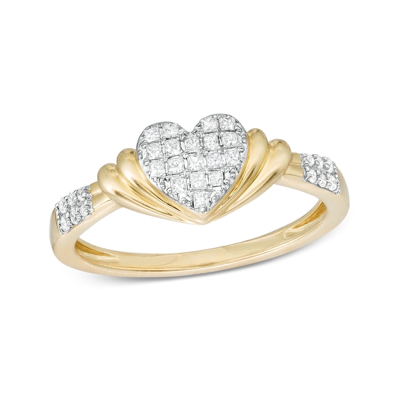 Main Image 1 of 1/5 CT. T.W. Heart-Shaped Multi-Diamond Ring in 10K Gold