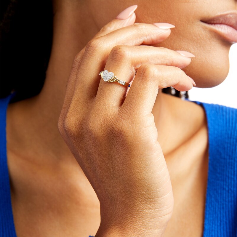 Main Image 2 of 1/5 CT. T.W. Heart-Shaped Multi-Diamond Ring in 10K Gold