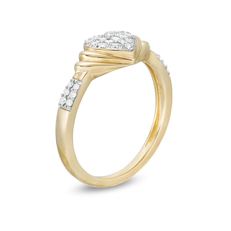 Main Image 3 of 1/5 CT. T.W. Heart-Shaped Multi-Diamond Ring in 10K Gold