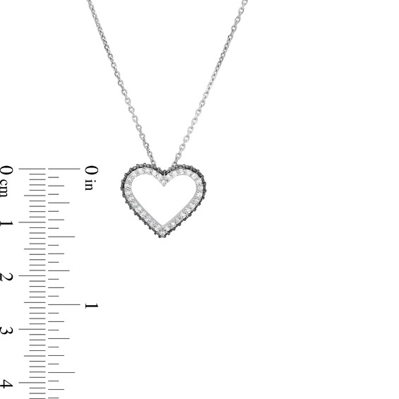 1/2 CT. T.w. Black and White Diamond Heart Outline Pendant in 10K White Gold