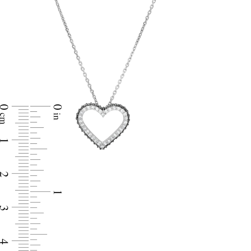 Main Image 3 of 1/2 CT. T.W. Black and White Diamond Heart Outline Pendant in 10K White Gold