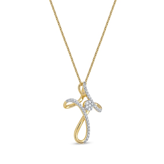 1/4 CT. T.w. Multi-Diamond Looped Cross Pendant in 10K Gold