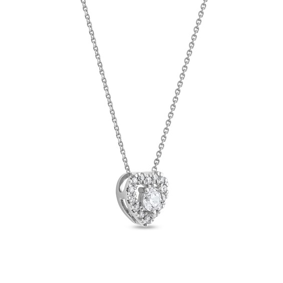 3/8 CT. T.w. Diamond Interior Stone Heart Frame Pendant in 10K White Gold