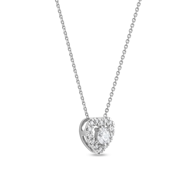 Main Image 2 of 3/8 CT. T.W. Diamond Interior Stone Heart Frame Pendant in 10K White Gold