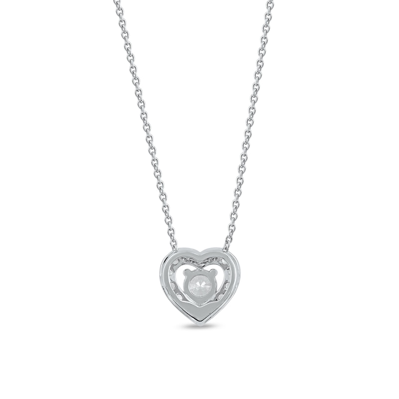 Main Image 3 of 3/8 CT. T.W. Diamond Interior Stone Heart Frame Pendant in 10K White Gold