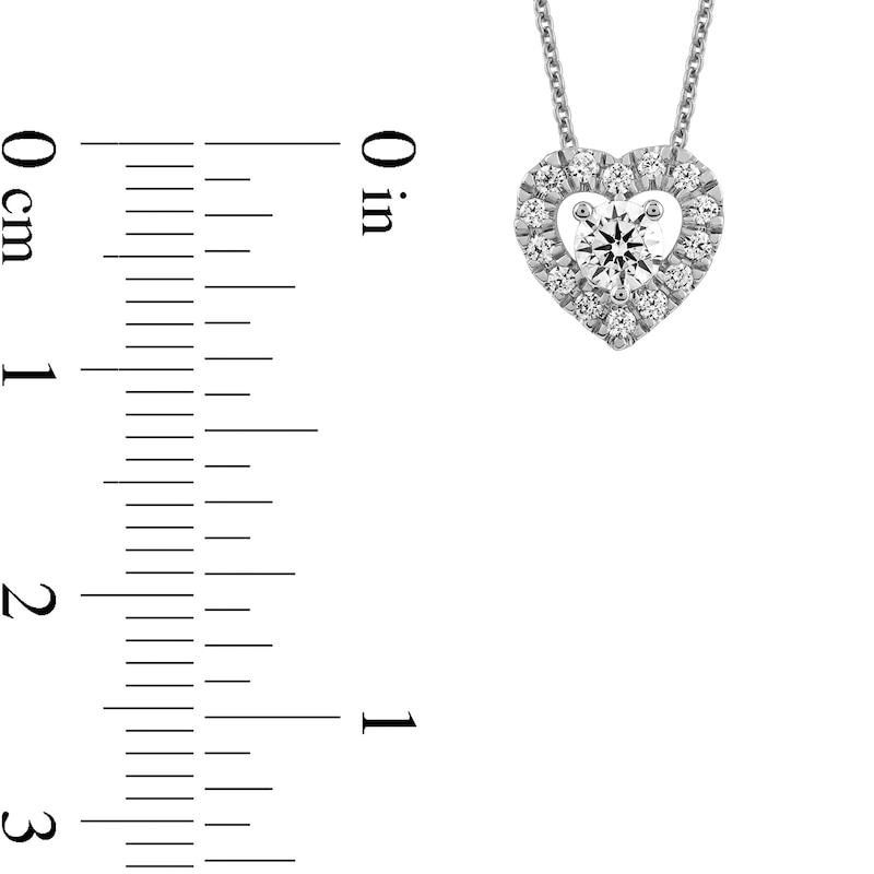 Main Image 4 of 3/8 CT. T.W. Diamond Interior Stone Heart Frame Pendant in 10K White Gold