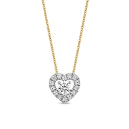 3/8 CT. T.W. Diamond Interior Stone Heart Frame Necklace in 10K Gold